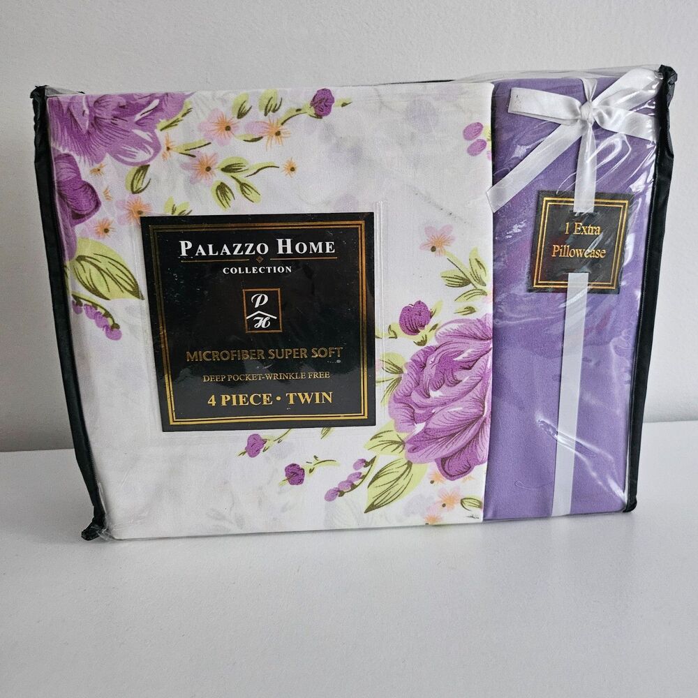 Palazzo Home Collection Microfiber Lavender Floral  Twin Sheet Set  NEW